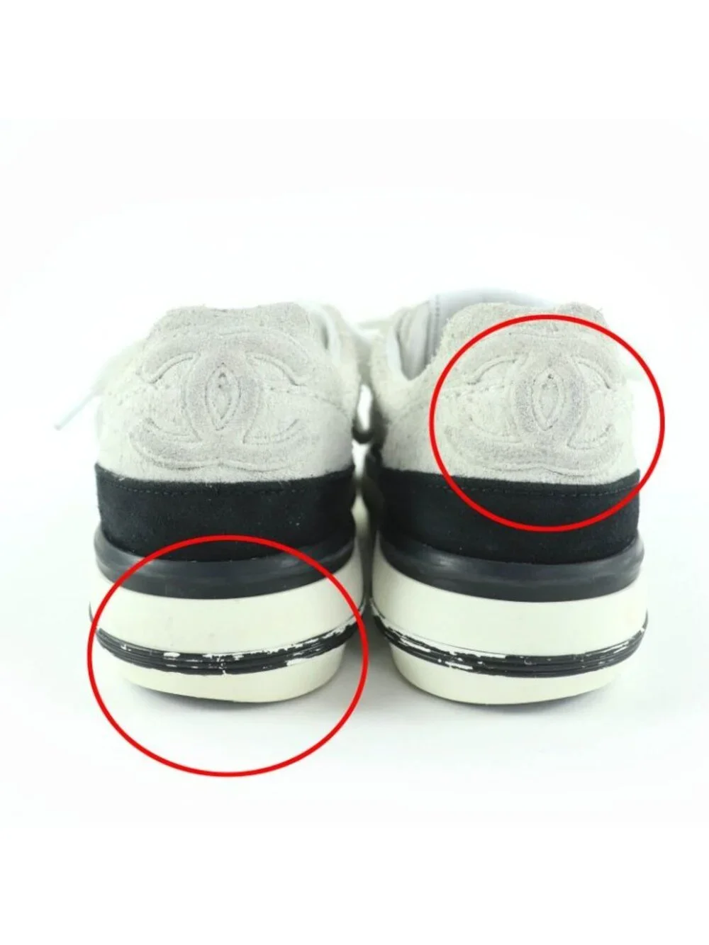 Chanel Coco Mark Lace Up Suede Leather Low-cut Sneakers White - Picture 8 of 9